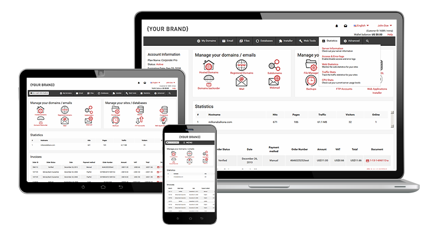 Hepsia Control Panel - fully responsive design