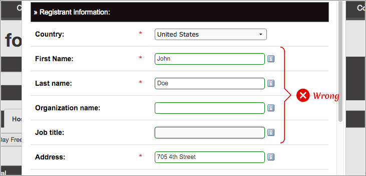 Domain management tips - Whois registrant name holder wrong input for organizations