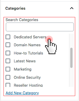 select categories wordpress
