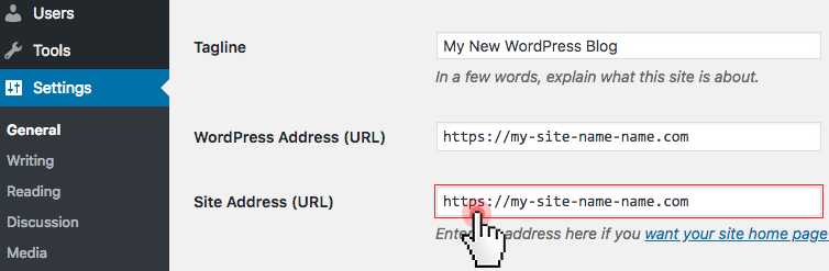 site address