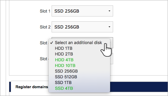 New storage quota options for dedicated servers